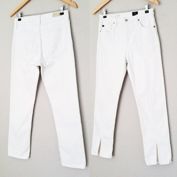 Ag Adriano Goldschmied The Isabelle High-Rise Straight Crop Jean Slit 27 White - Picture 10 of 16